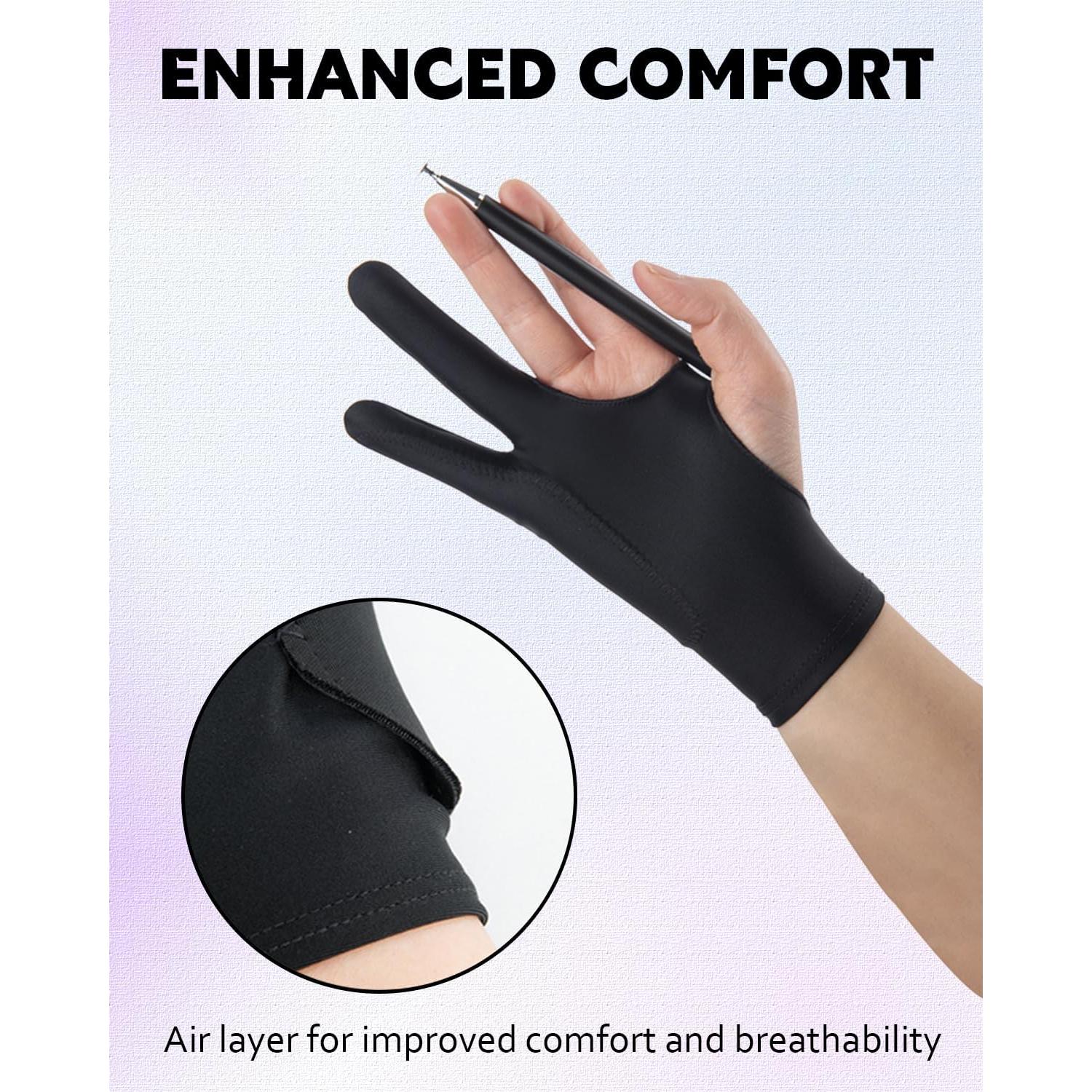 Guantes de Dibujo Digital AmberVec - 2 Paquetes, Tamaño L