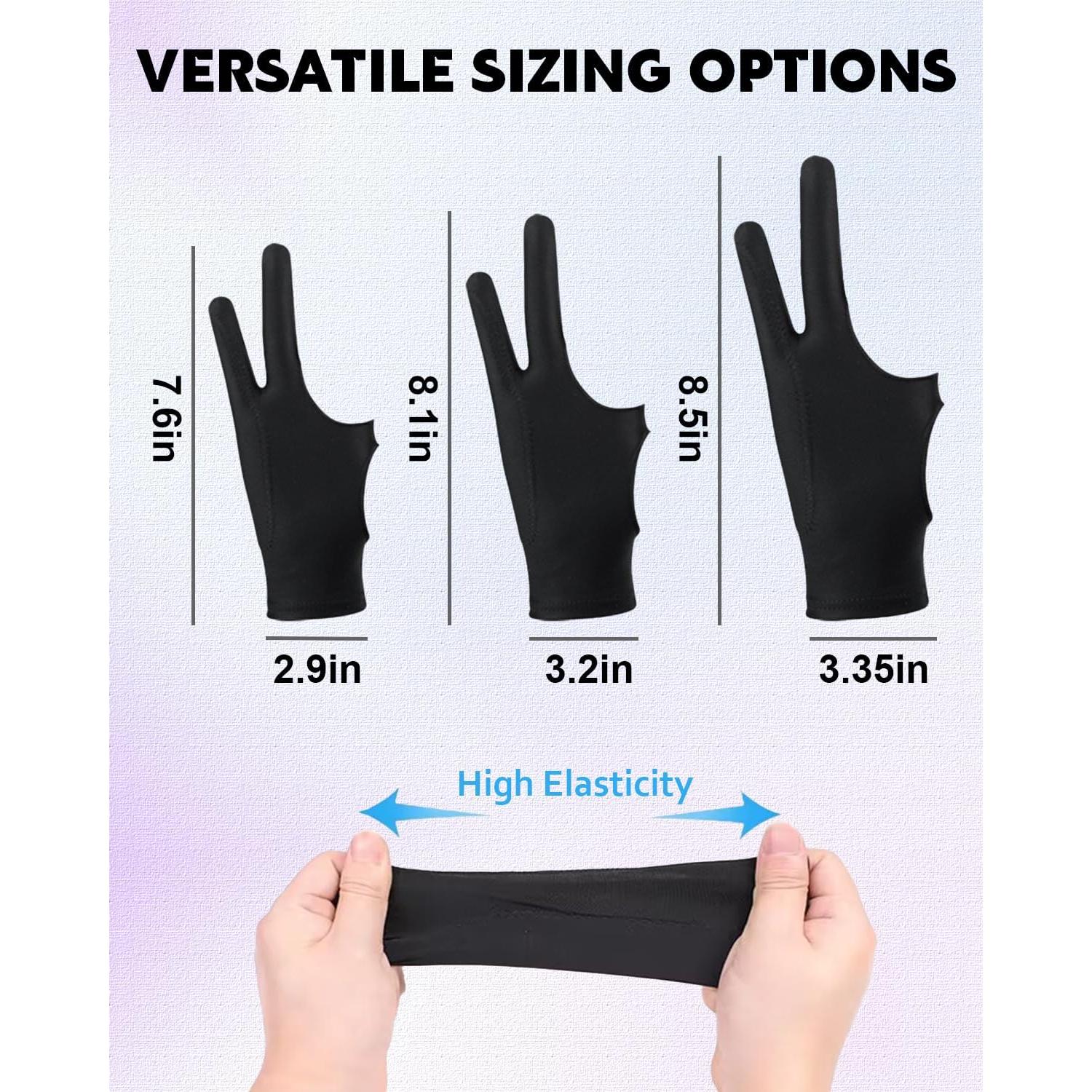 Guantes de Dibujo Digital AmberVec - 2 Paquetes, Tamaño L