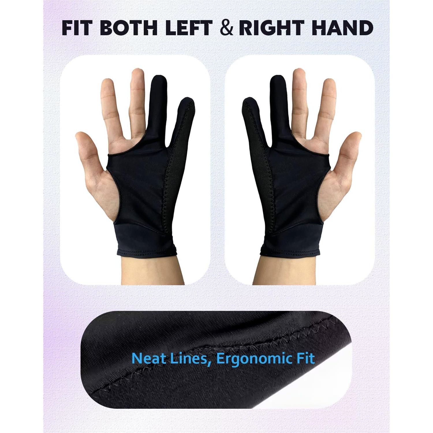 Guantes de Dibujo Digital AmberVec - 2 Paquetes, Tamaño L