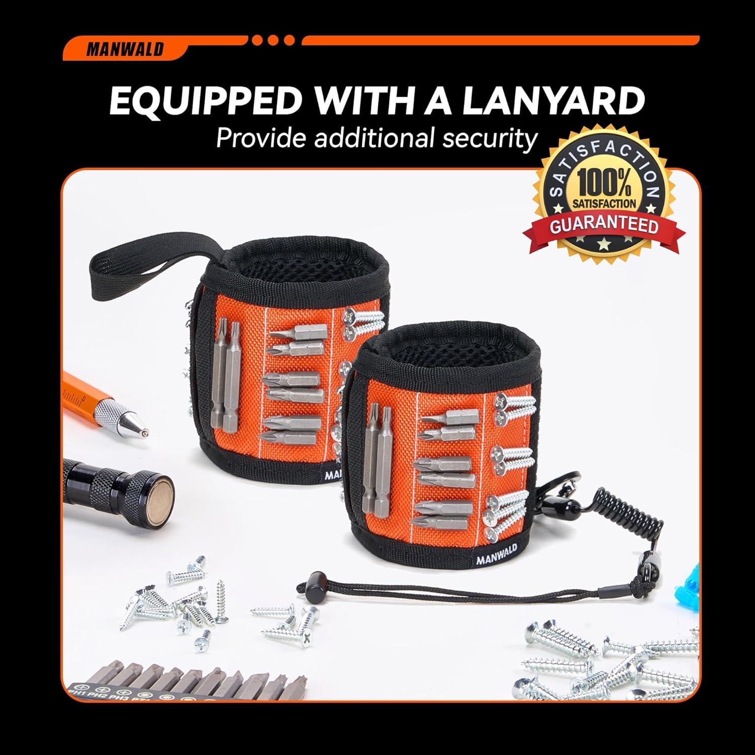 Pulsera Magnética MANWALD Naranja 2pcs Soporte Imán Fuerte
