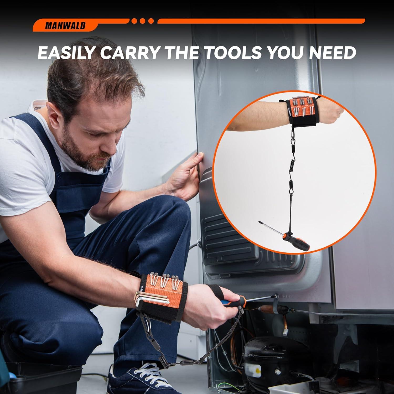 Pulsera Magnética MANWALD Naranja 2pcs Soporte Imán Fuerte