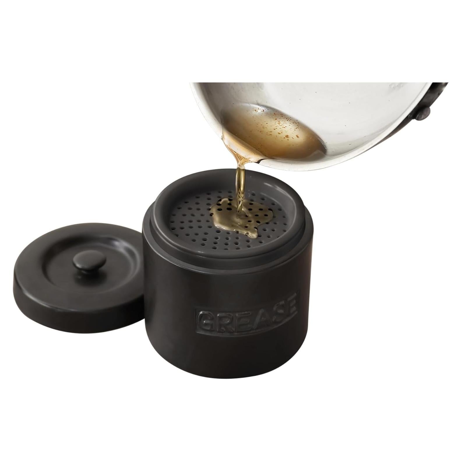 Contenedor de Grasa de Tocino Fox Run 12.7 x 14 cm Porcelana Negra