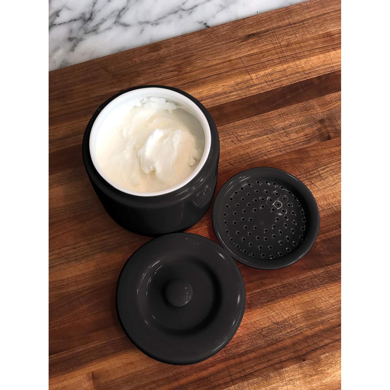 Contenedor de Grasa de Tocino Fox Run 12.7 x 14 cm Porcelana Negra