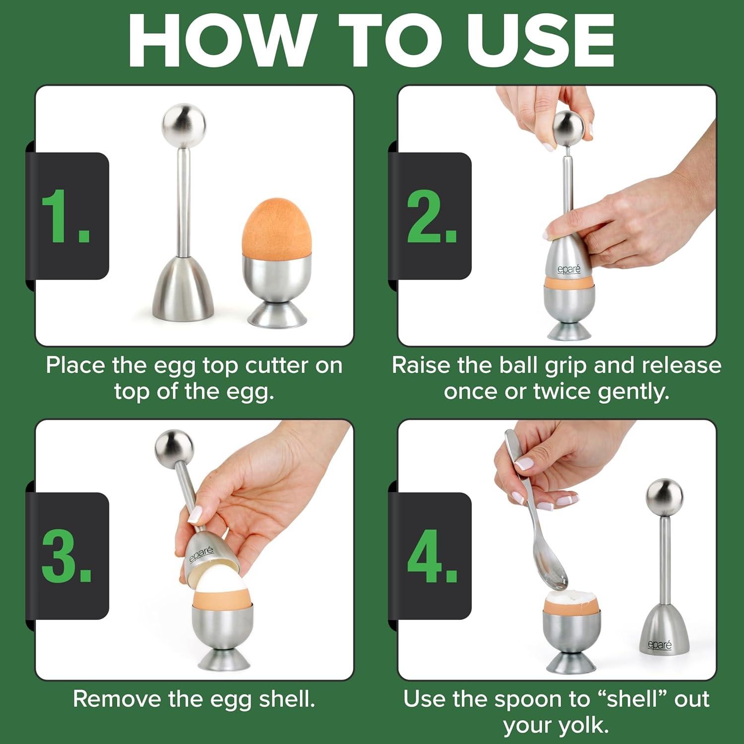 Juego de Tazas y Cortador de Huevos Eparé - Acero Inoxidable