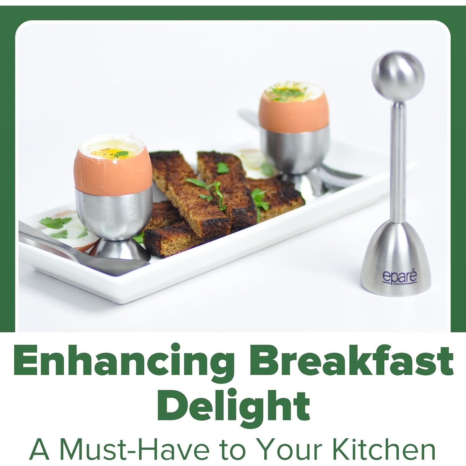 Juego de Tazas y Cortador de Huevos Eparé - Acero Inoxidable