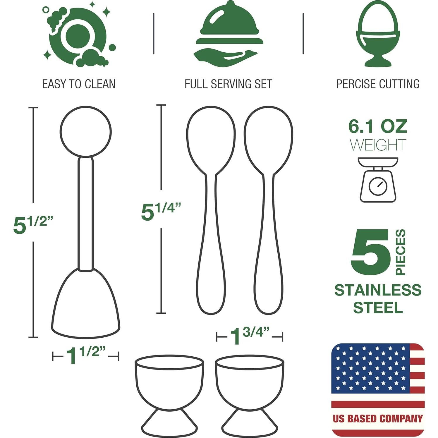 Juego de Tazas y Cortador de Huevos Eparé - Acero Inoxidable