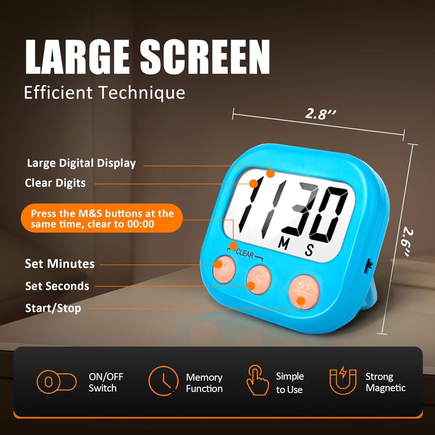 Paquete de 2 Temporizadores Digitales de Cocina AOUCE Azul