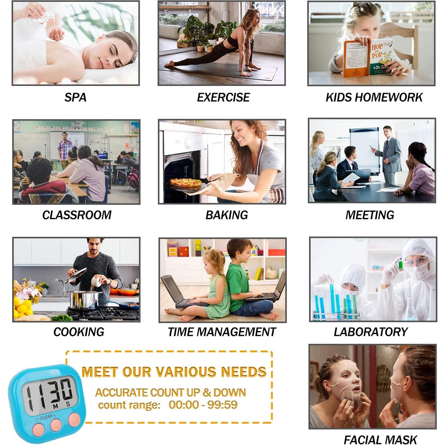 Paquete de 2 Temporizadores Digitales de Cocina AOUCE Azul