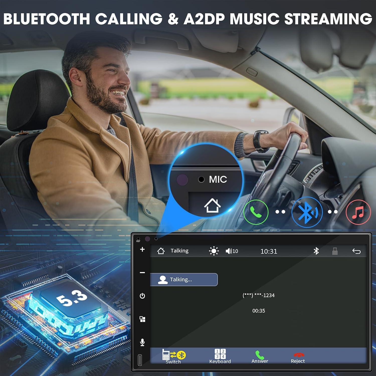 Estéreo Doble Din Stiflix 7" Bluetooth CarPlay Android Auto