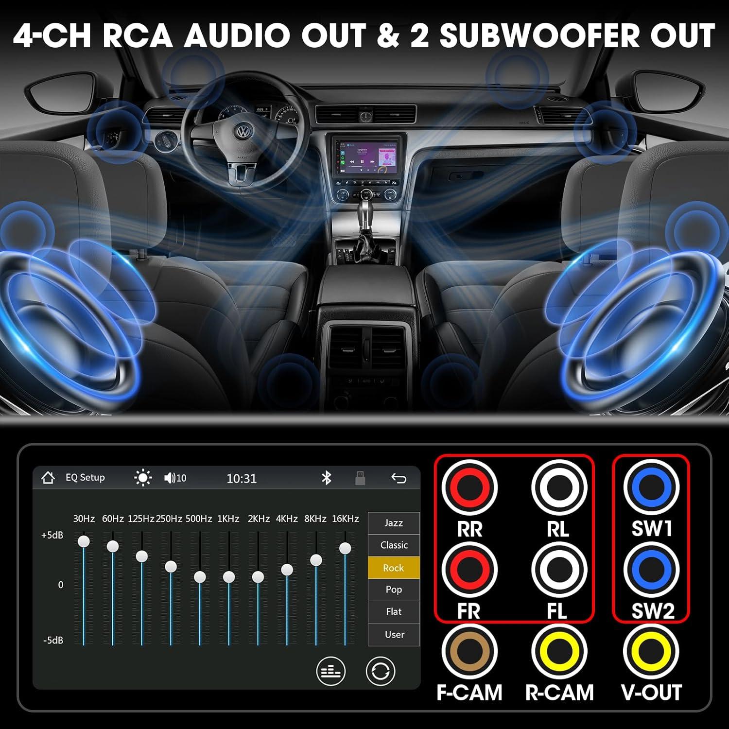 Estéreo Doble Din Stiflix 7" Bluetooth CarPlay Android Auto