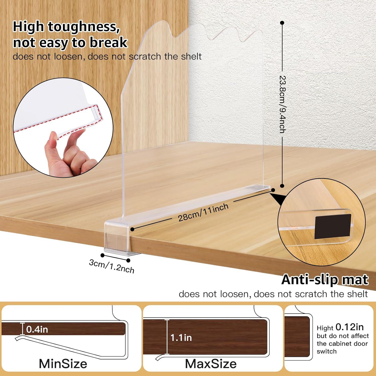 Divisores de Estante Acrílicos Fineonly 4PCS Antideslizantes