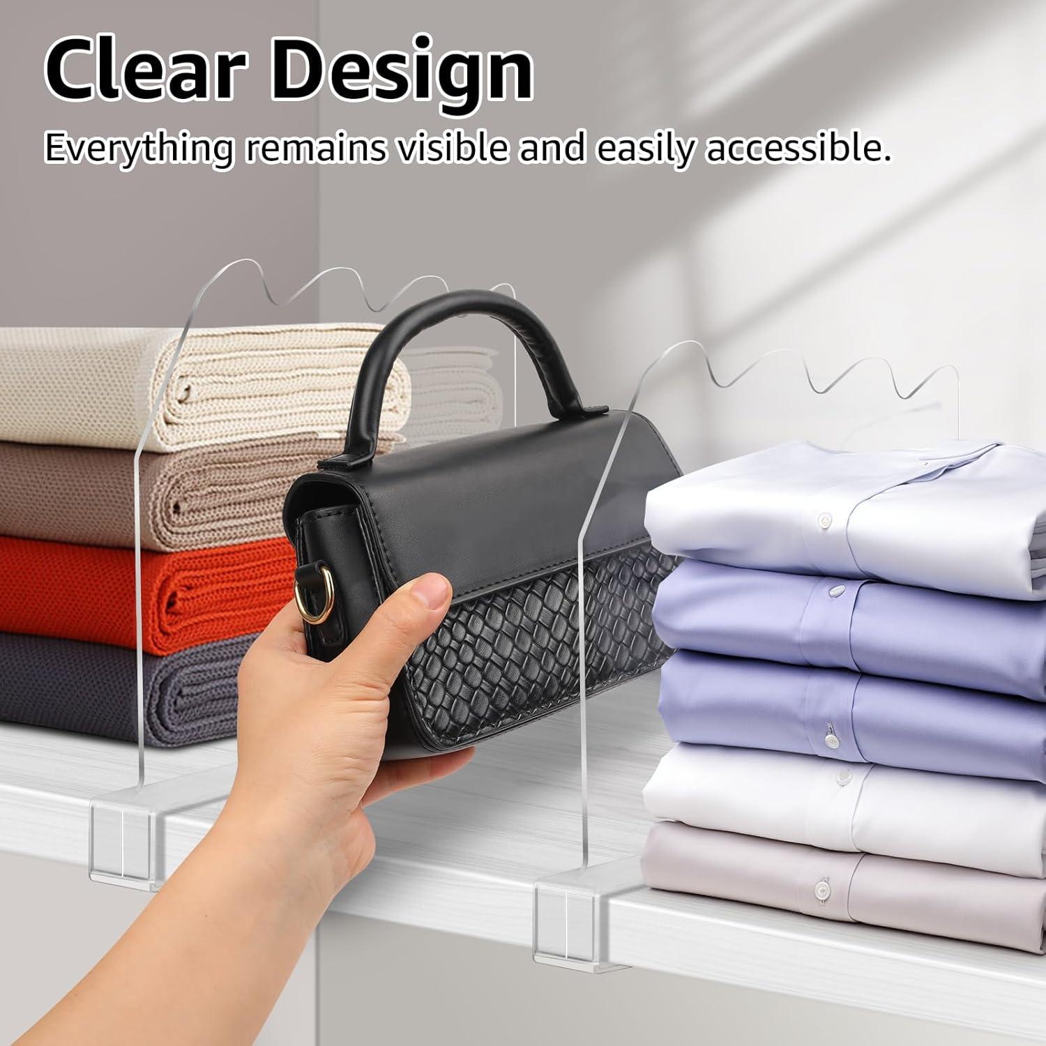 Divisores de Estante Acrílicos Fineonly 4PCS Antideslizantes