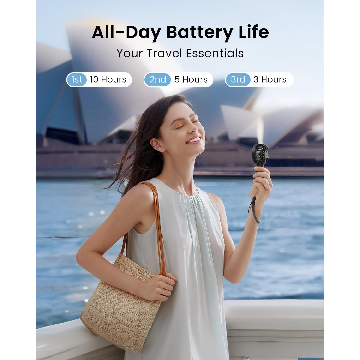 Ventilador Portátil Gaiatop Mini Mano 3 Velocidades Negro