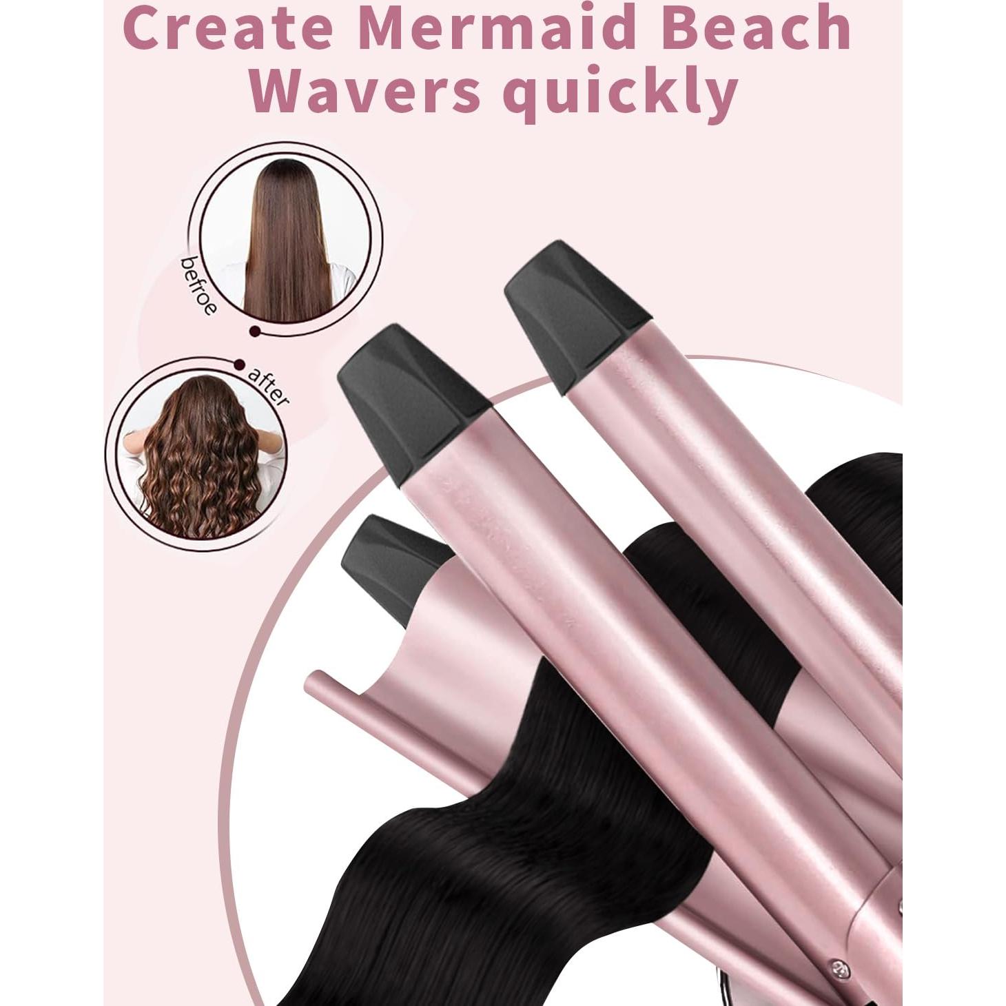 Plancha de Rizar 6 en 1 Karrong con 3 Barriles Intercambiables