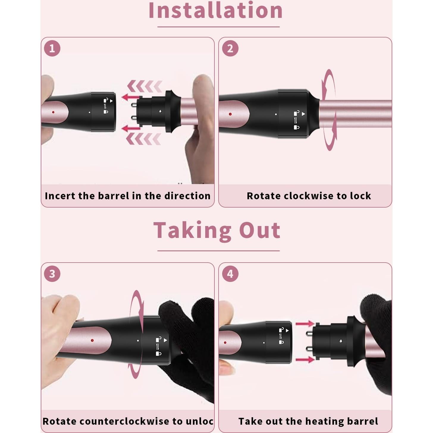 Plancha de Rizar 6 en 1 Karrong con 3 Barriles Intercambiables