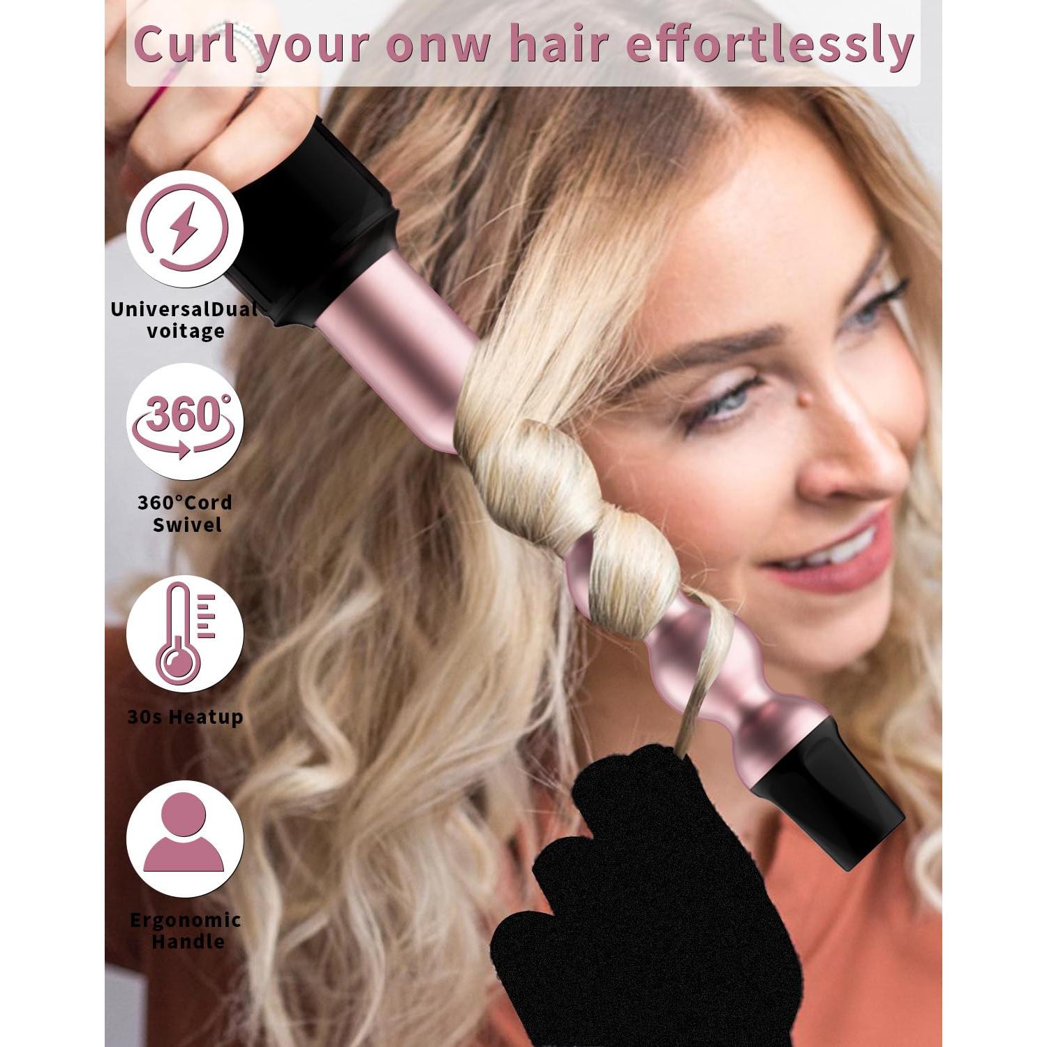 Plancha de Rizar 6 en 1 Karrong con 3 Barriles Intercambiables