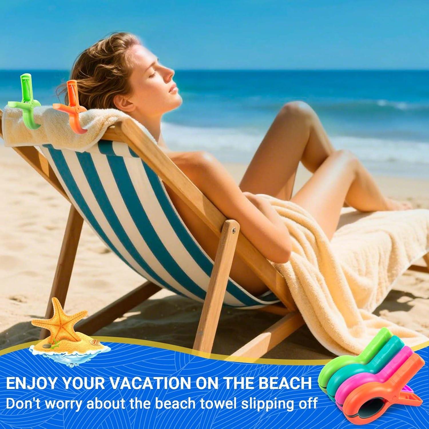 Pinzas para Toallas de Playa Dreecy 8 Pcs Jumbo Colores