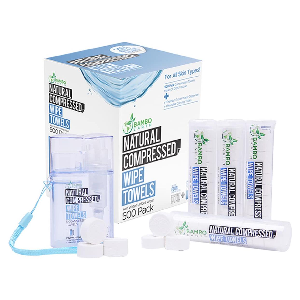 Toallas Comprimidas BAMBOEARTH 500 Unidades Eco-Friendly