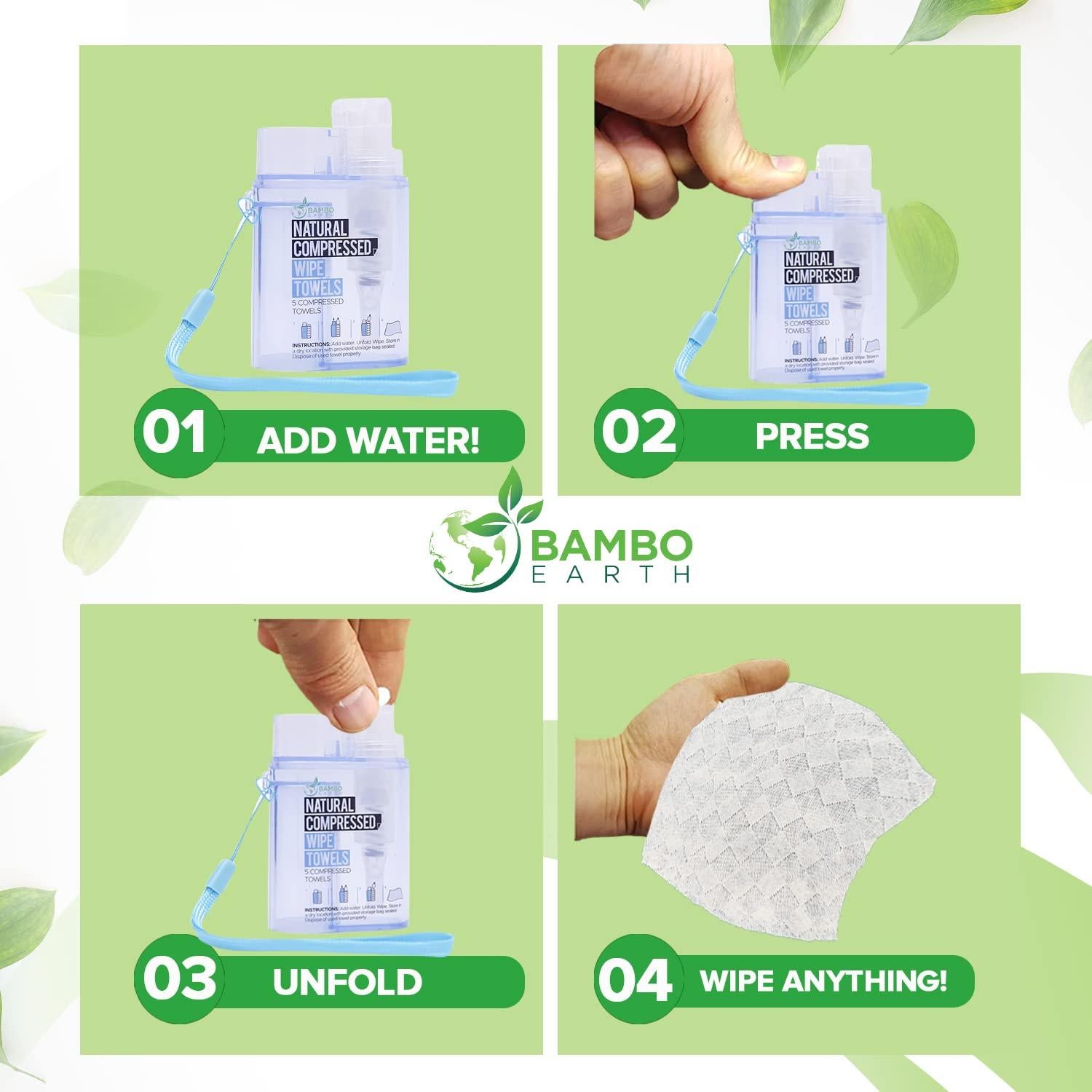 Toallas Comprimidas BAMBOEARTH 500 Unidades Eco-Friendly