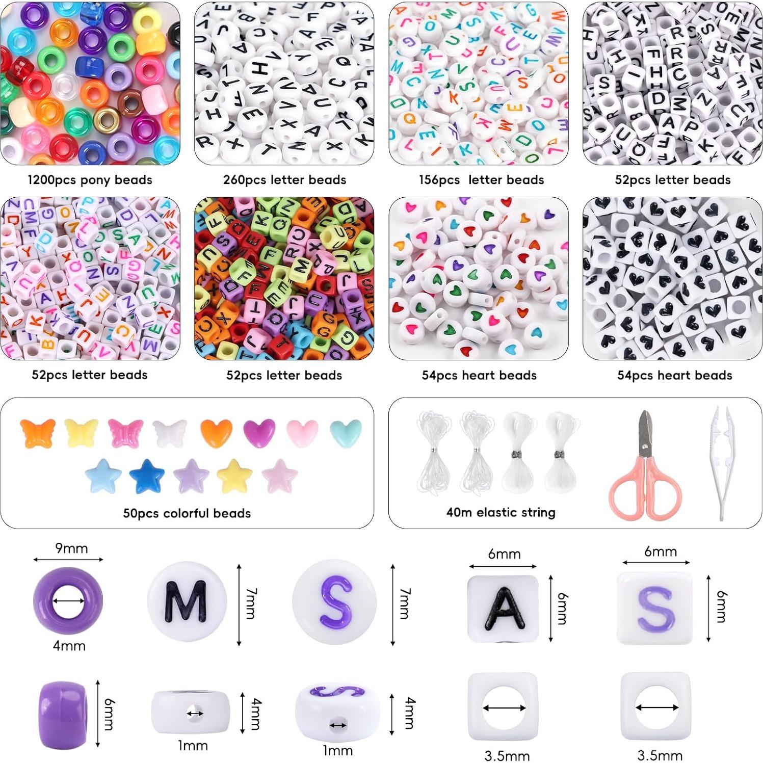 Kit de Pulseras QUEFE 1900 Piezas 48 Colores Acrílico