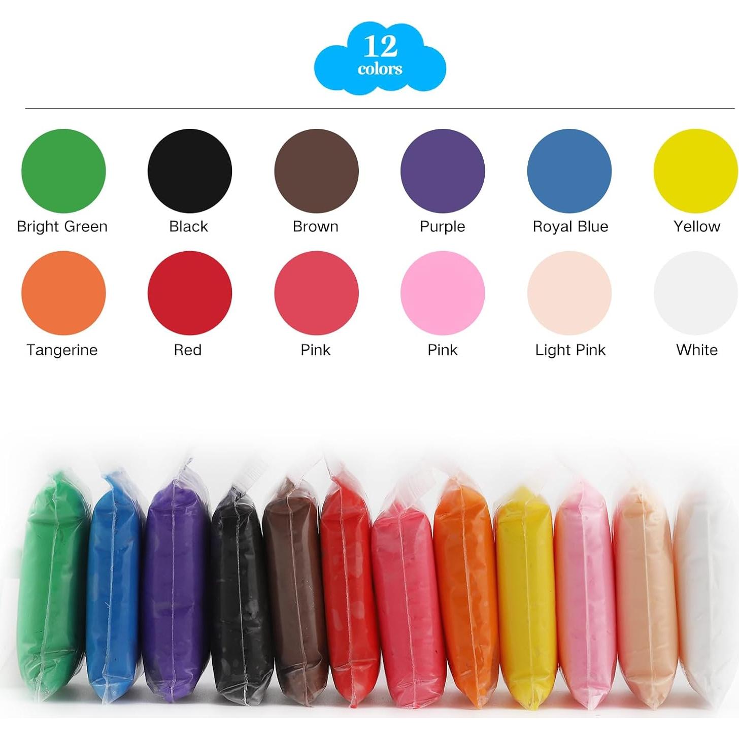 Kit de Arcilla Ultra Ligera Wolwefa - 12 Colores No Tóxica