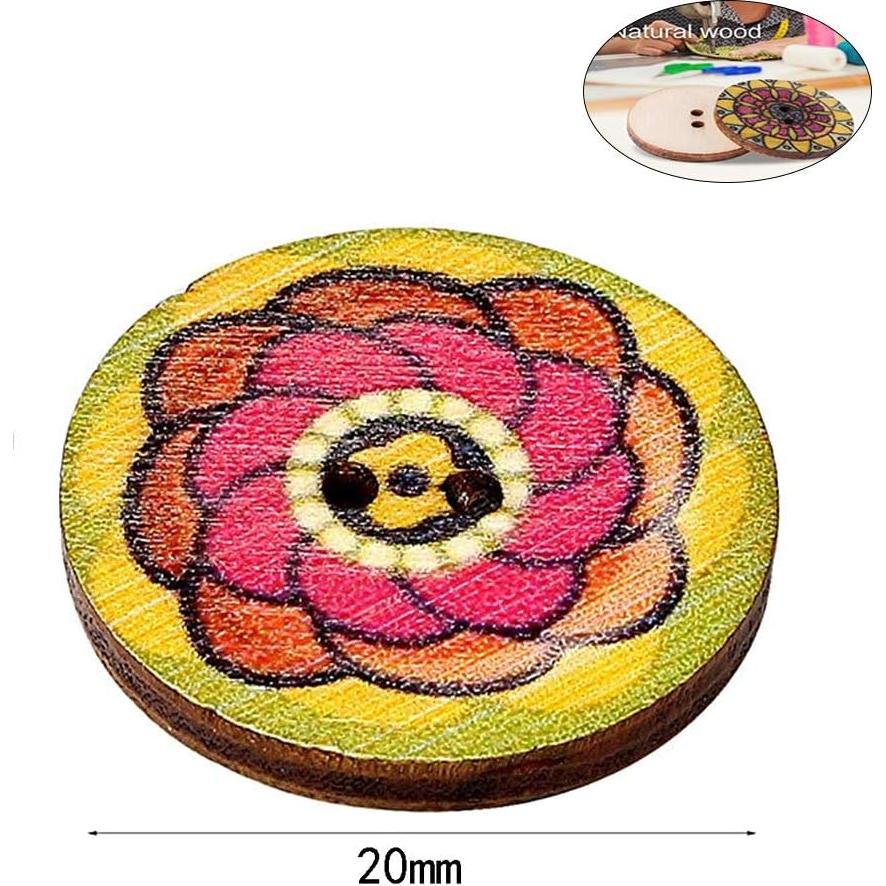 200 Botones de Madera Vintage Haawooky 20mm Multicolor