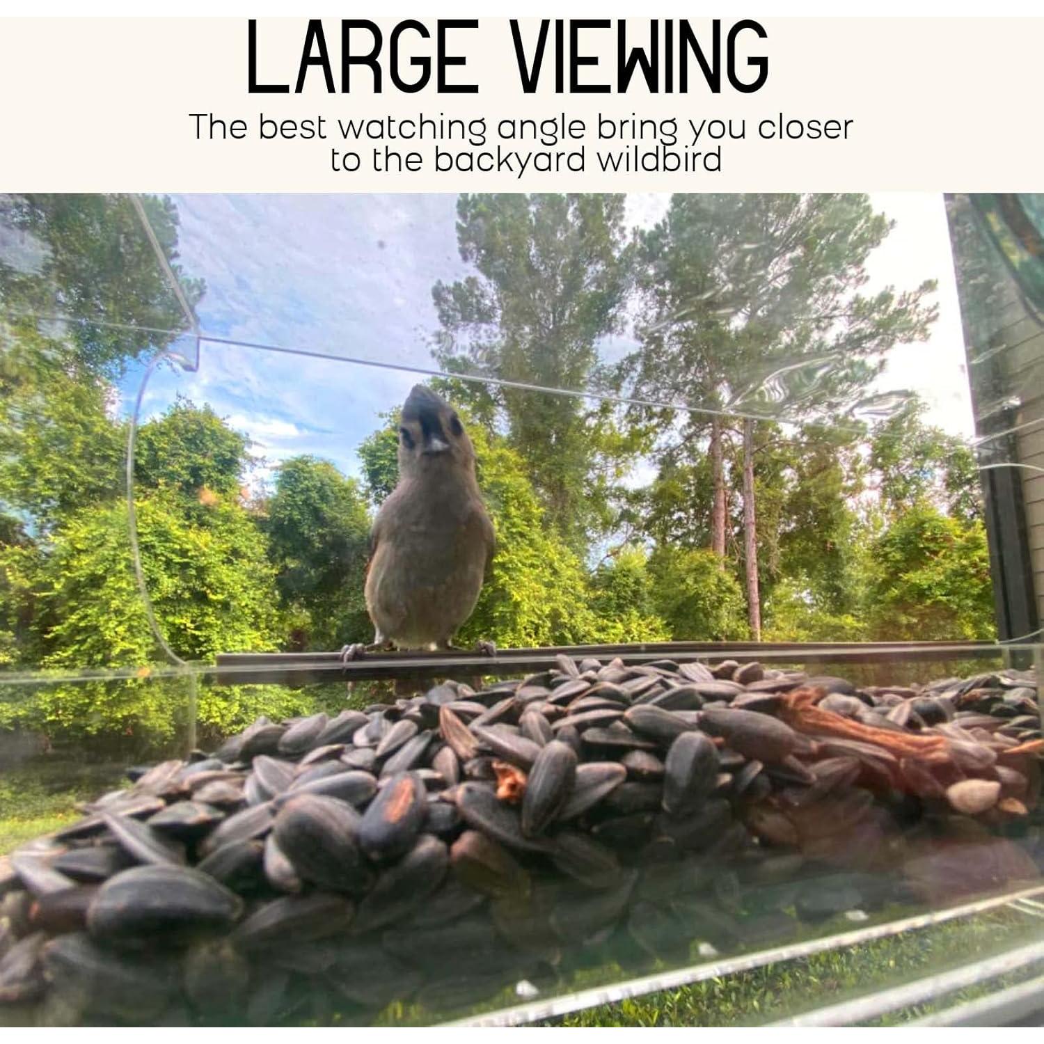 Comedero para Aves de Ventana Mrcrafts 30x10 cm con Ventosas