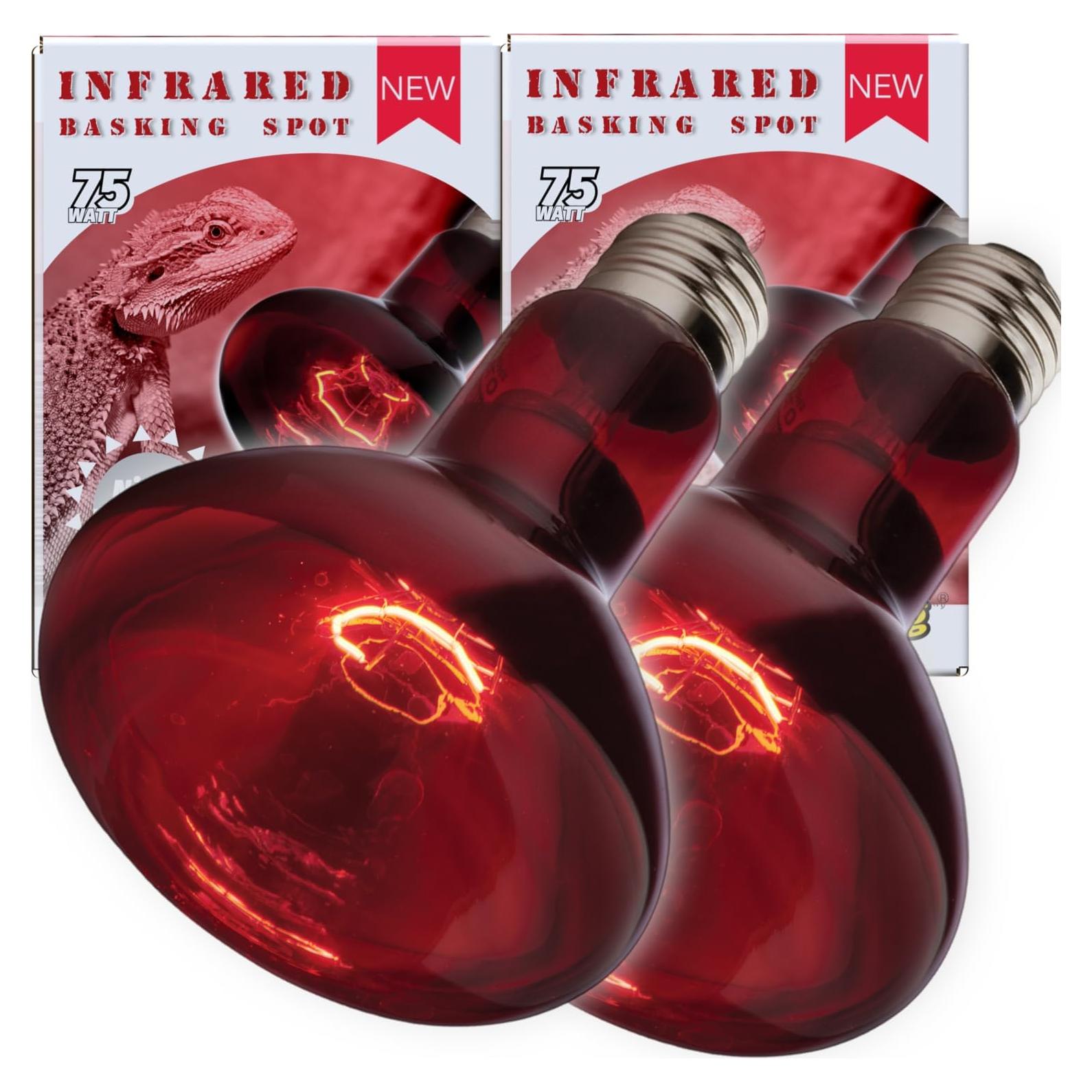 Lámpara de Calor Roja ReptiKing 75W Paquete de 2 Bombillas