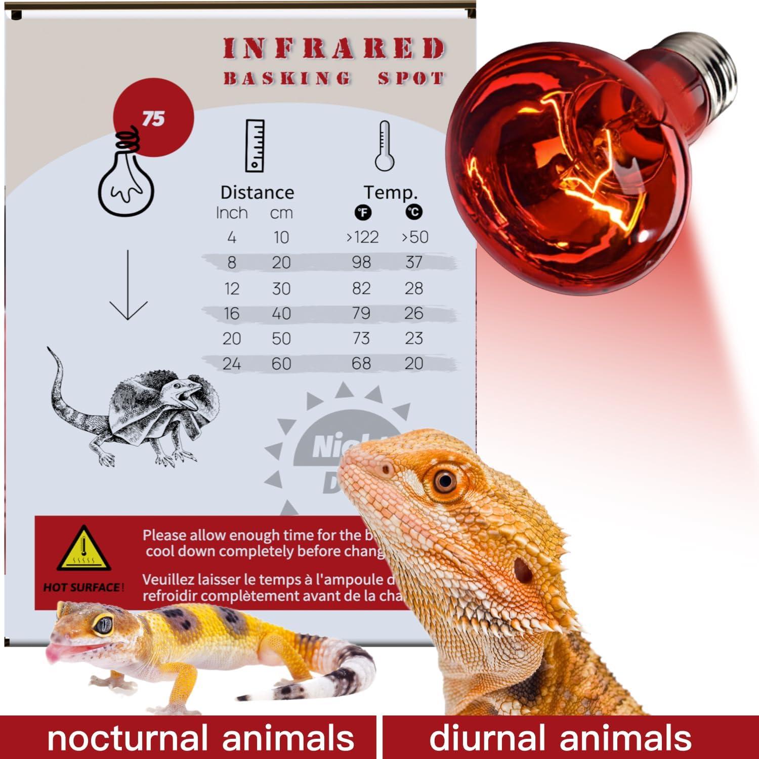 Lámpara de Calor Roja ReptiKing 75W Paquete de 2 Bombillas