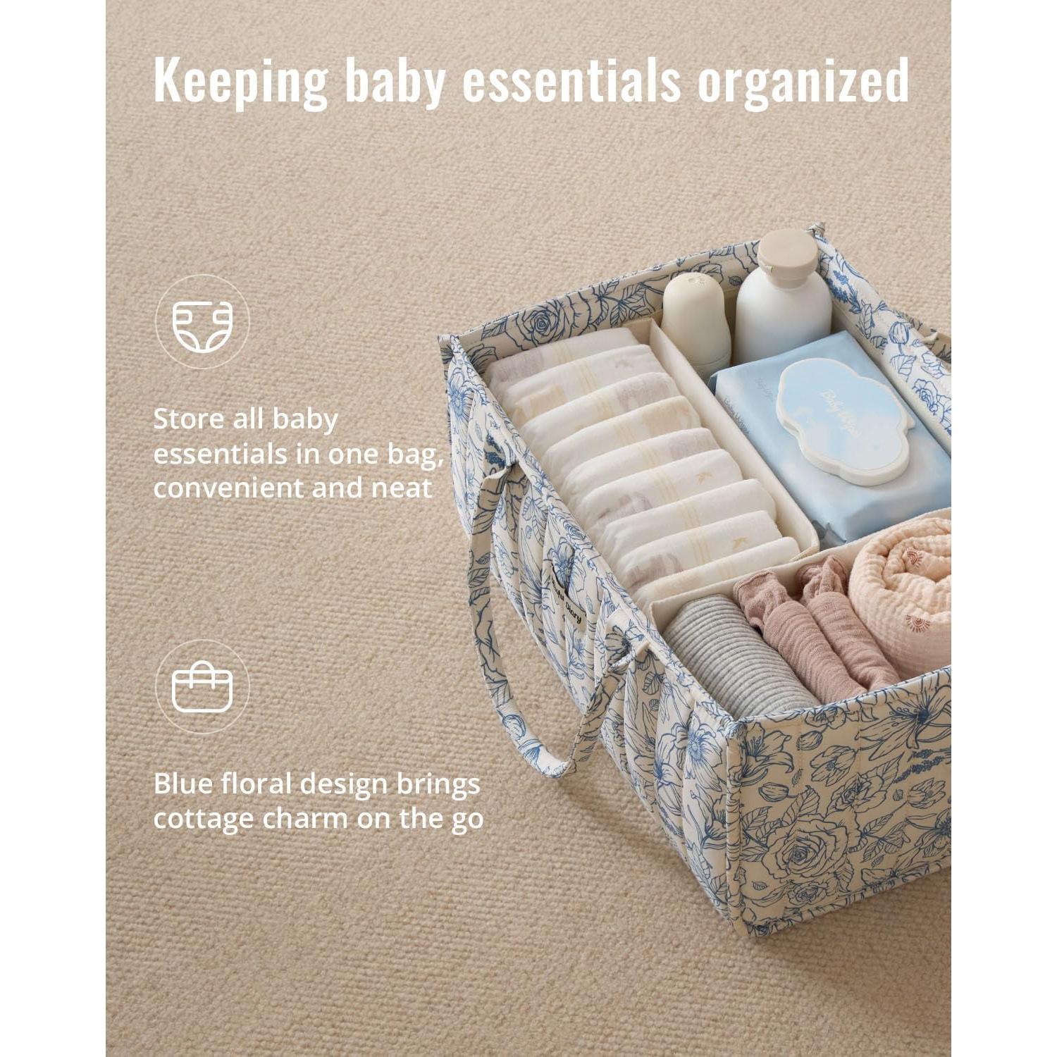 Caddy de Pañales Blissful Diary Floral Azul 25.4x38.1cm