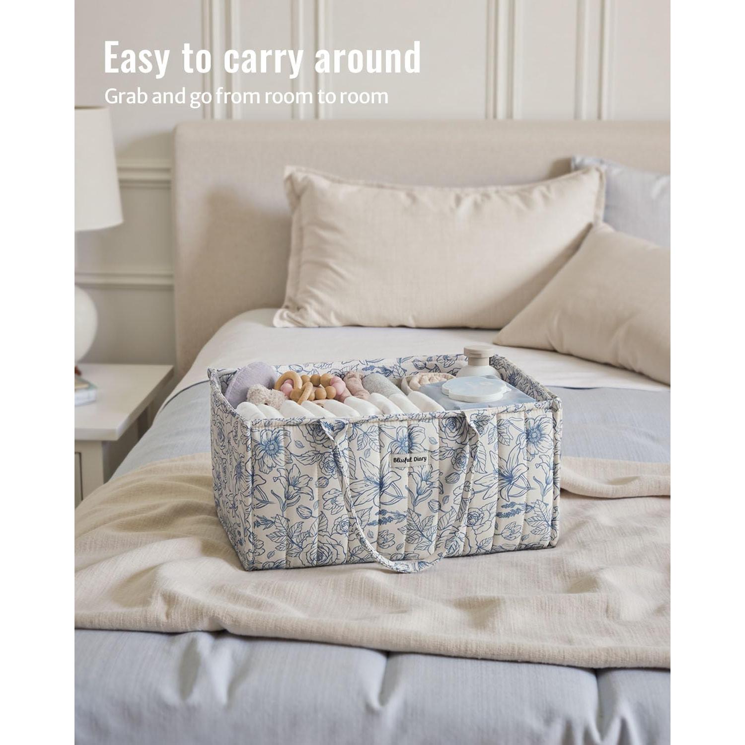 Caddy de Pañales Blissful Diary Floral Azul 25.4x38.1cm