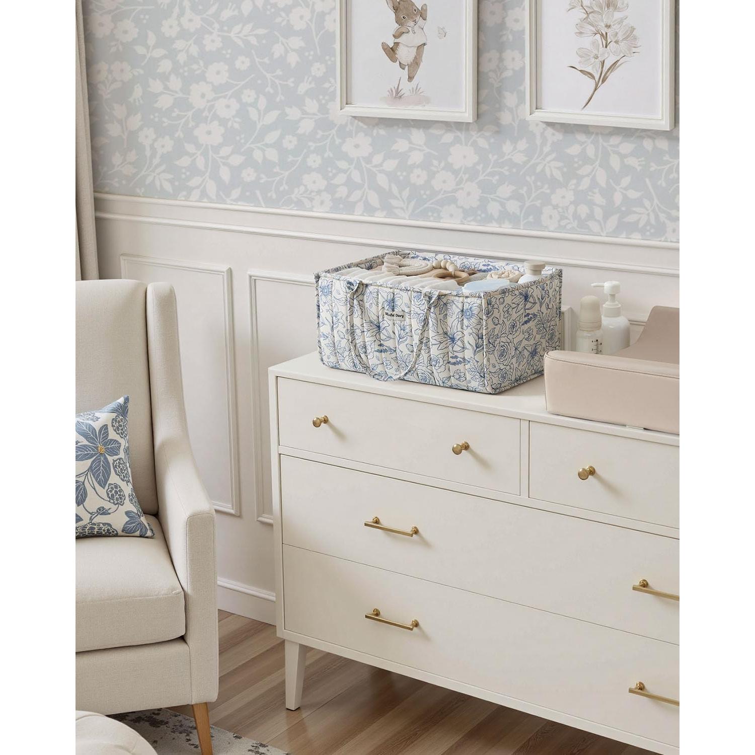 Caddy de Pañales Blissful Diary Floral Azul 25.4x38.1cm