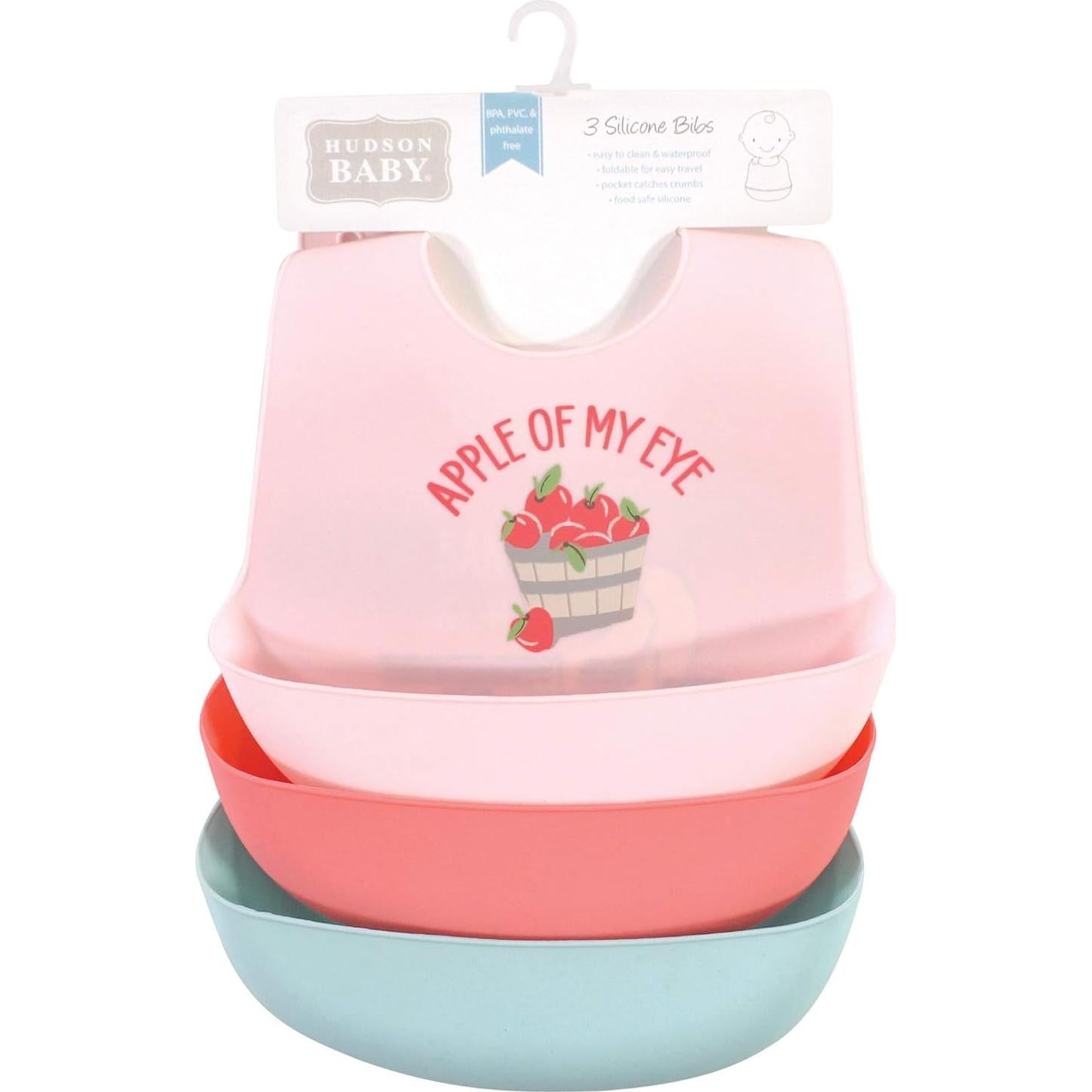 Baberos de Silicona Hudson Baby Unisex Manzana de Mis Ojos