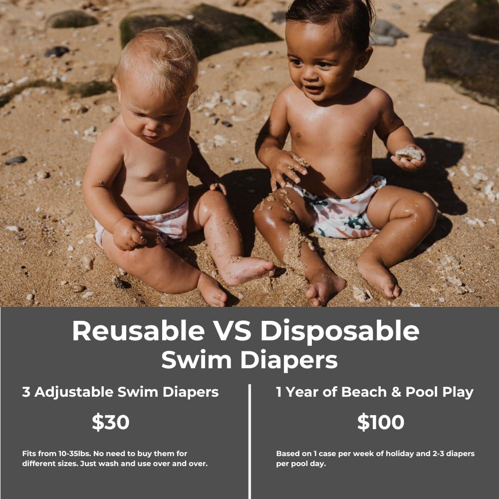 Paquete de 3 Pañales de Natación Reutilizables Nora - Talla Única Ajustable