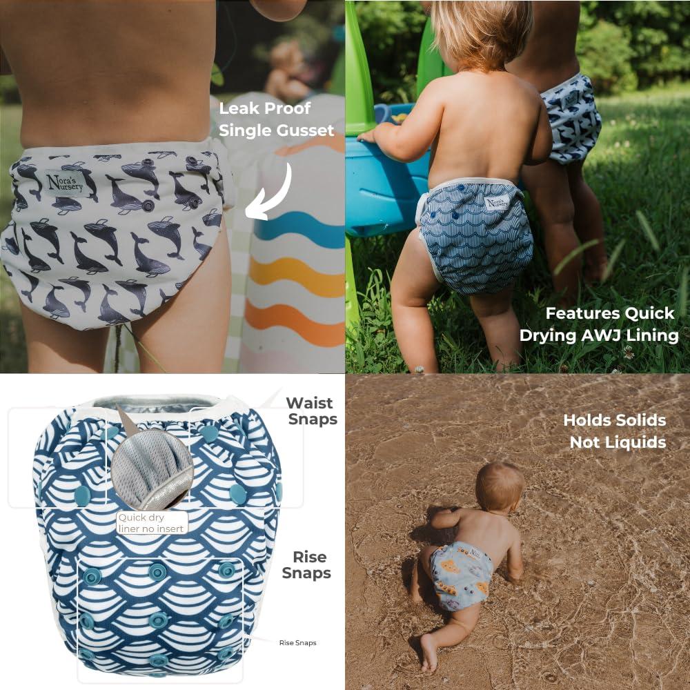 Paquete de 3 Pañales de Natación Reutilizables Nora - Talla Única Ajustable