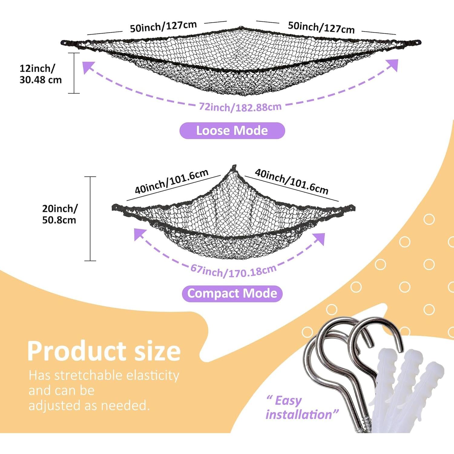 Hamaca de Red para Peluches Lazebox 182.88x127cm Negra