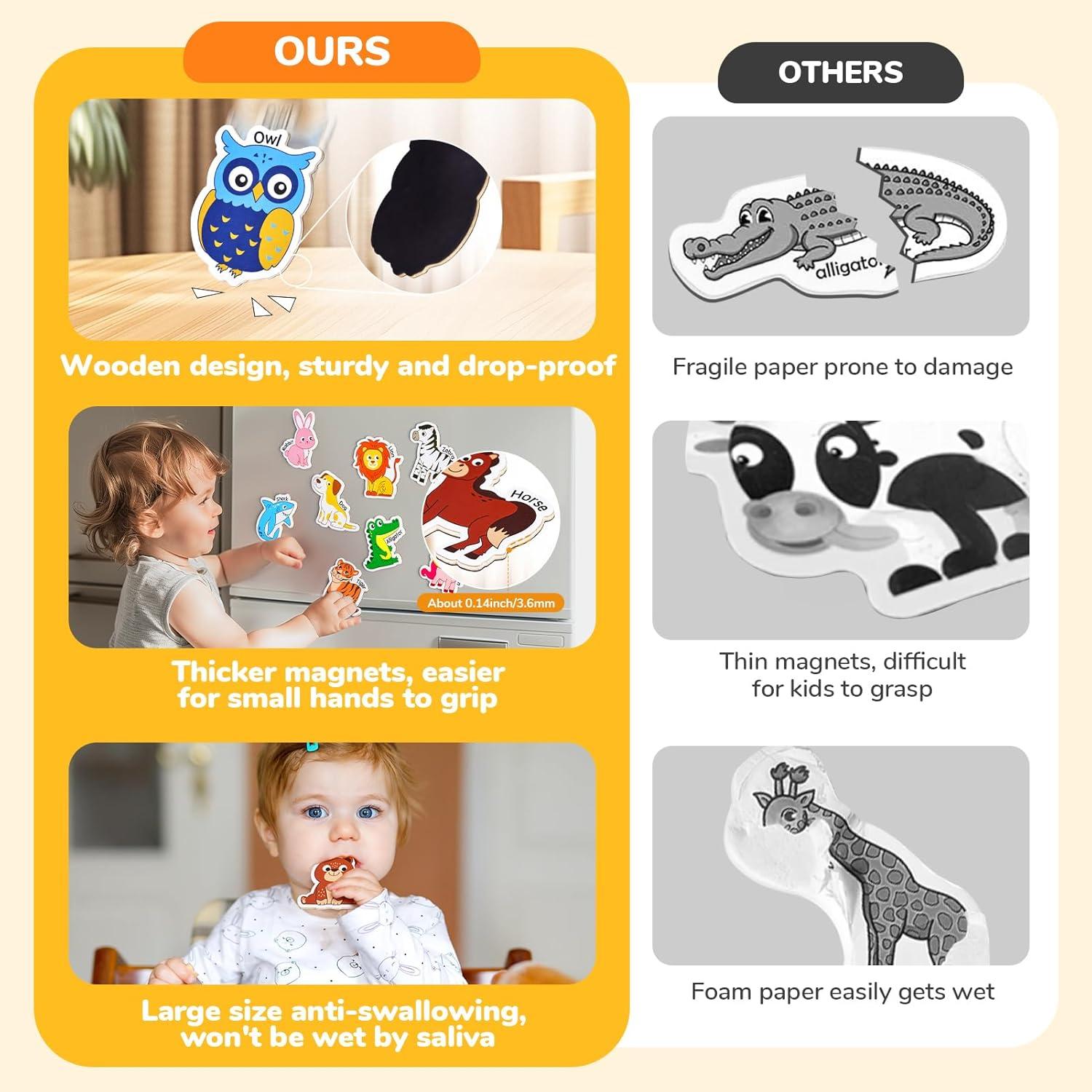 Imanes de Madera JoyCat para Niños - 26 Animales A-Z