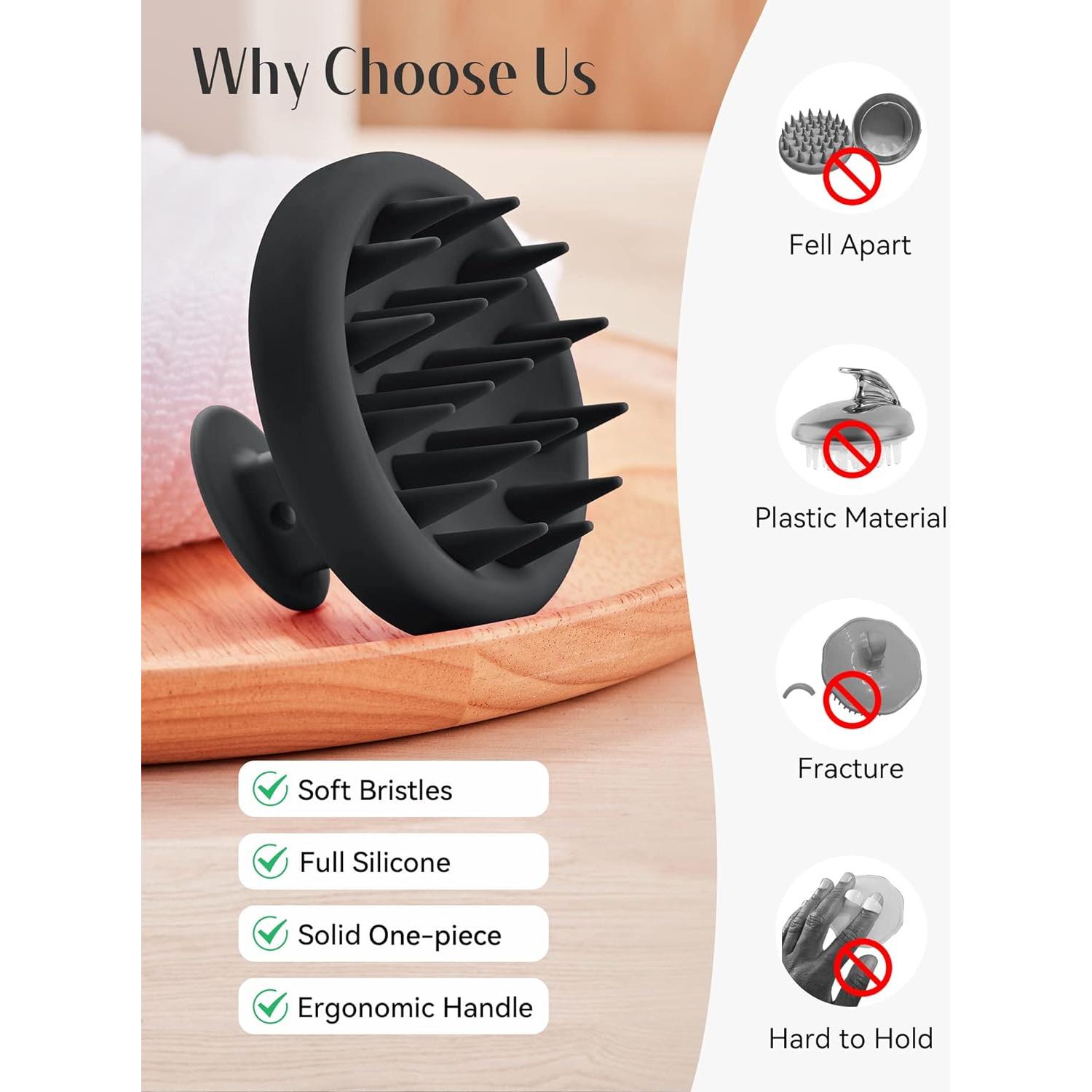 Masajeador de Cuero Cabelludo HEETA Negro para Crecimiento del Cabello