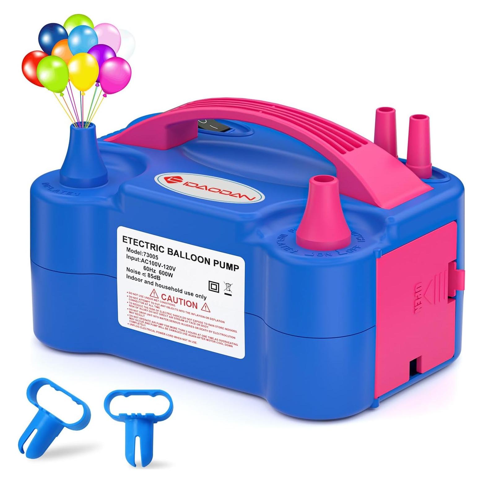 Bomba de Globo Eléctrica IDAODAN 600W Doble Boquilla Rosa