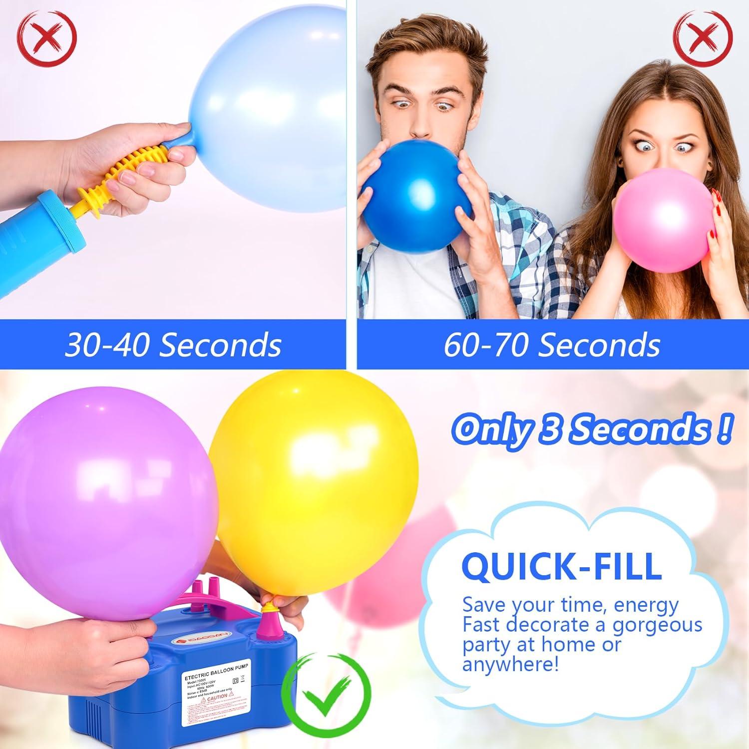 Bomba de Globo Eléctrica IDAODAN 600W Doble Boquilla Rosa