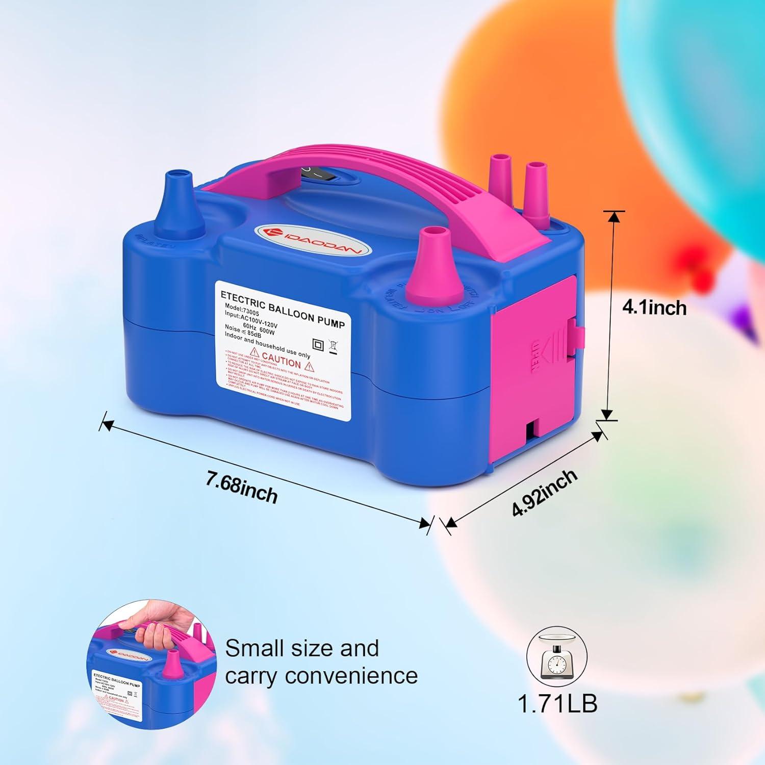 Bomba de Globo Eléctrica IDAODAN 600W Doble Boquilla Rosa