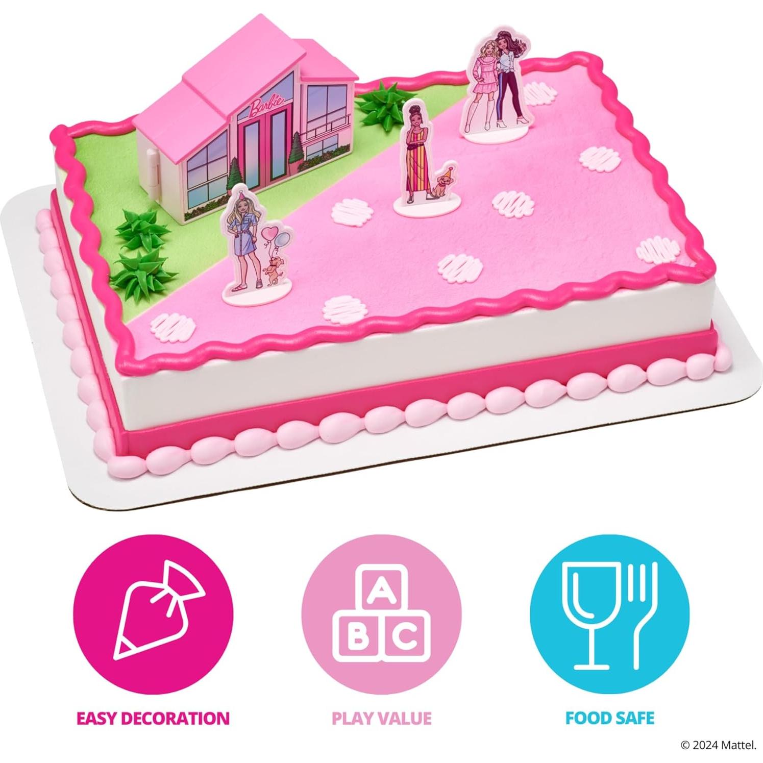 DecoSet Barbie Casa de Ensueño Adorno para Pastel 4 Piezas