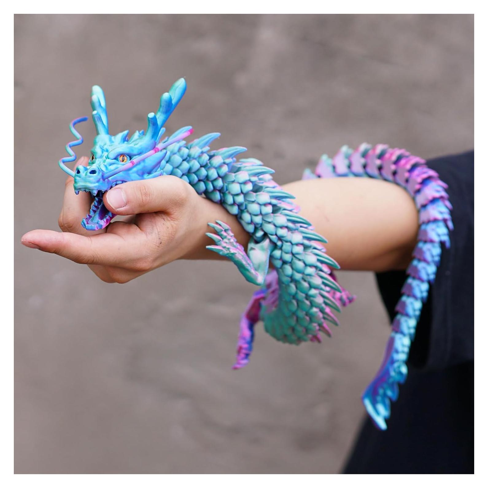 Dragón Grande Impreso en 3D LUYU 85.1cm Articulado Colorido