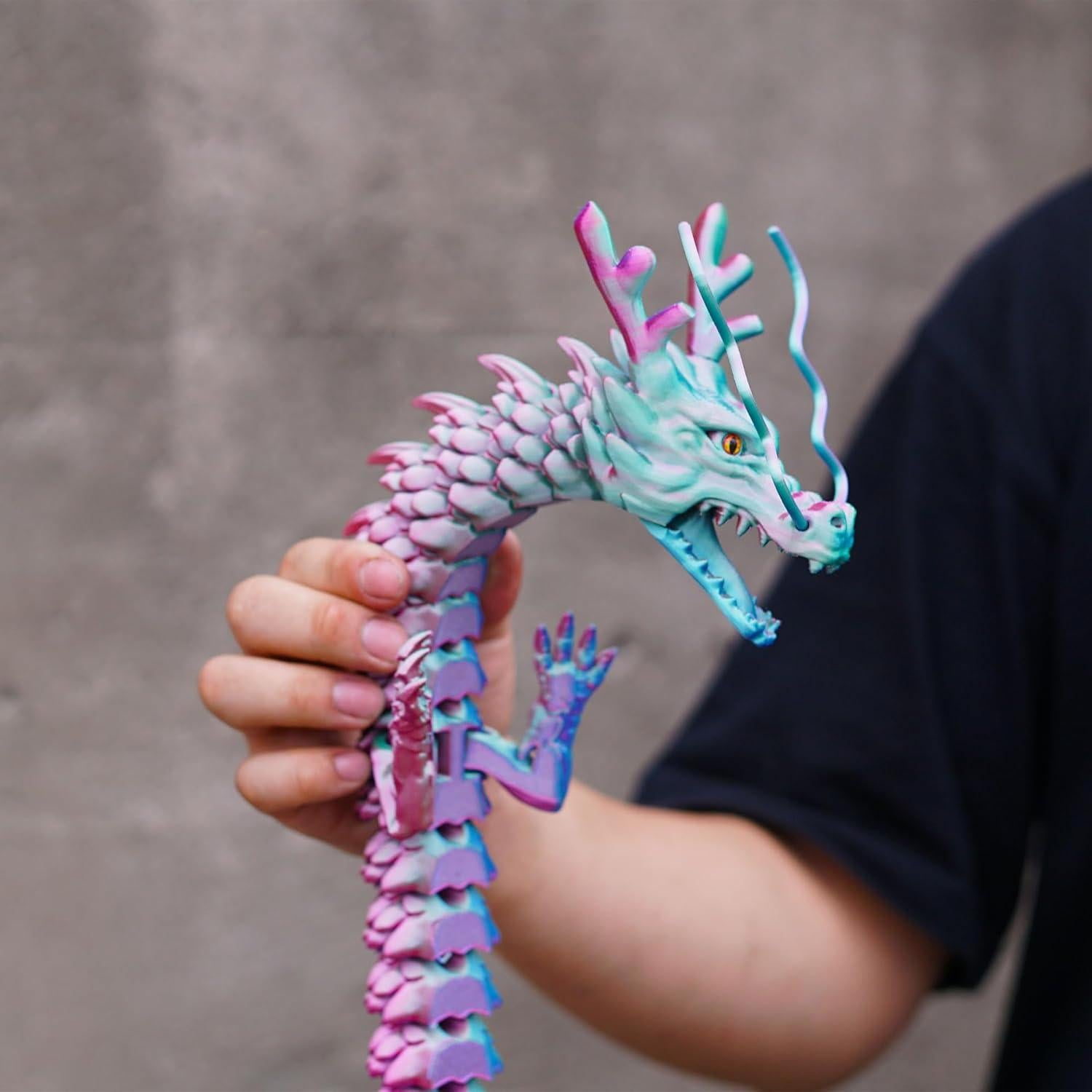 Dragón Grande Impreso en 3D LUYU 85.1cm Articulado Colorido