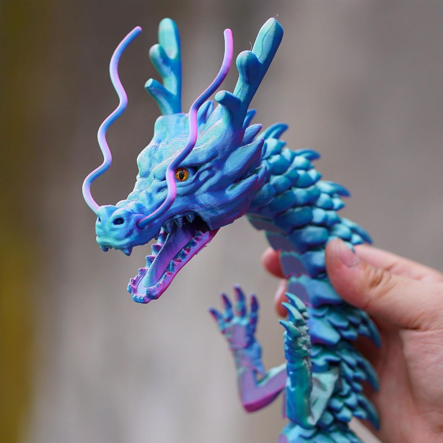 Dragón Grande Impreso en 3D LUYU 85.1cm Articulado Colorido