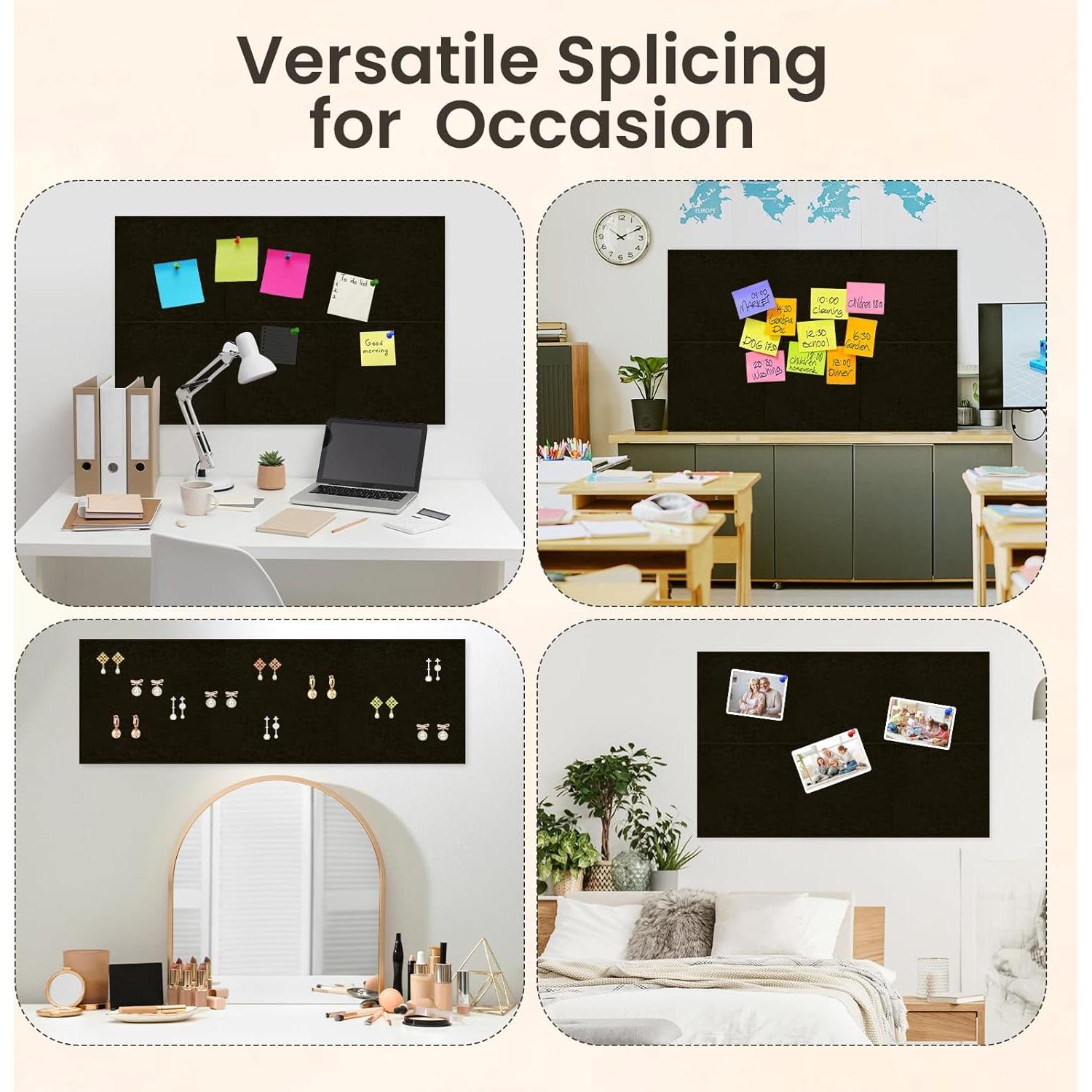 Tablero de Corcho Grande Aipiahio 91x61 cm Negro 12 Piezas