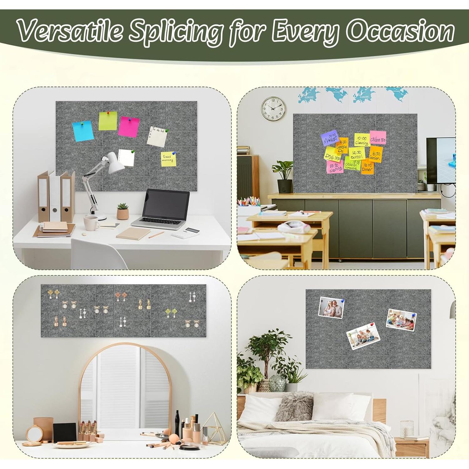 Tablero de Corcho Modular Aipiahio 9 Cuadrantes Gris 91x61 cm