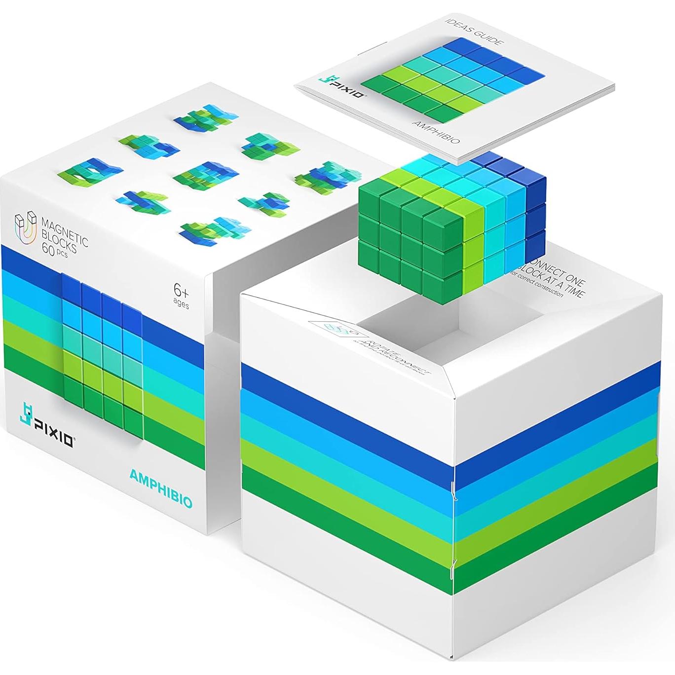 PIXIO Amphibio - Juguete de Bloques Magnéticos 60 Piezas 8mm
