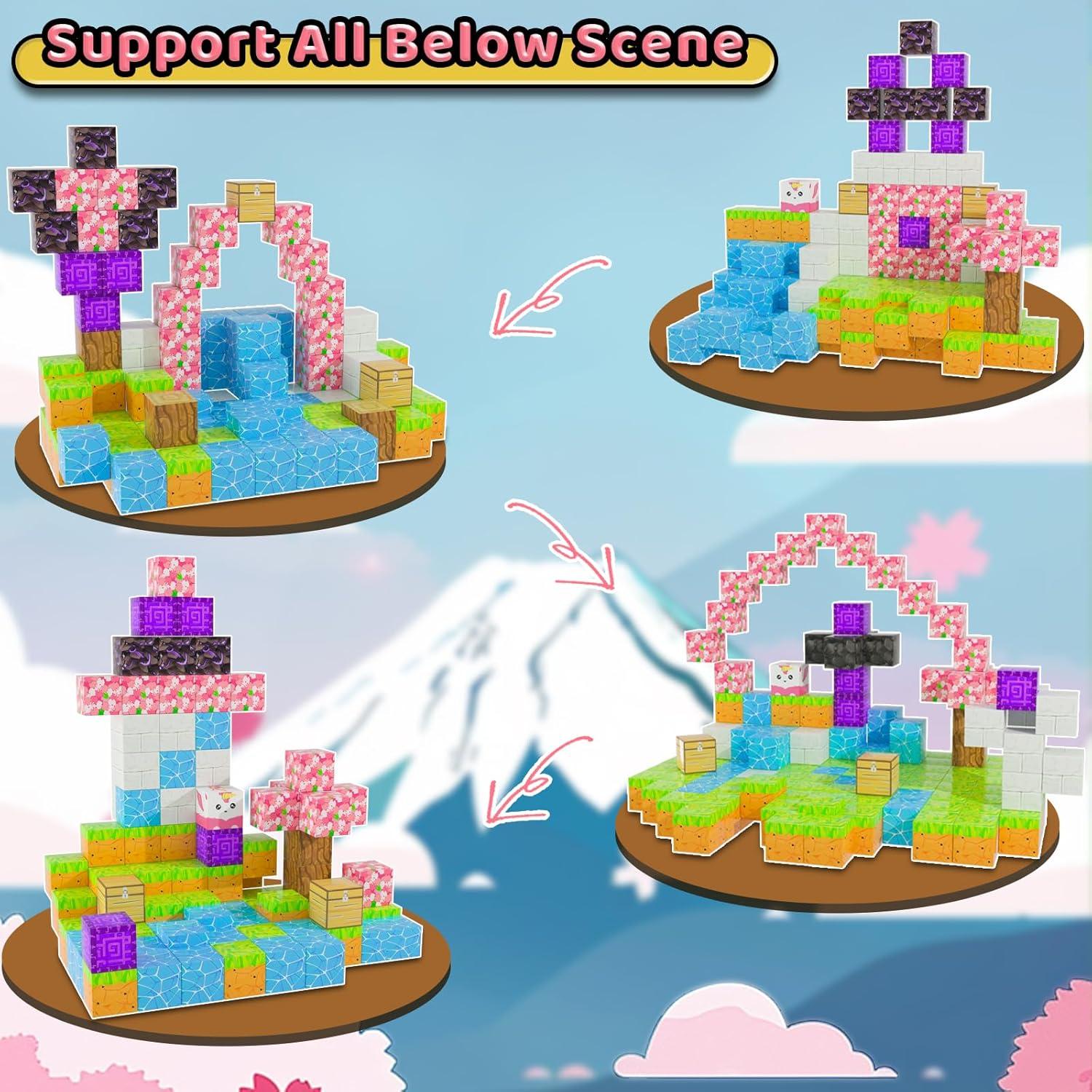 Bloques Magnéticos Kinhzrude 120PCS Flor de Cerezo Juguetes STEM