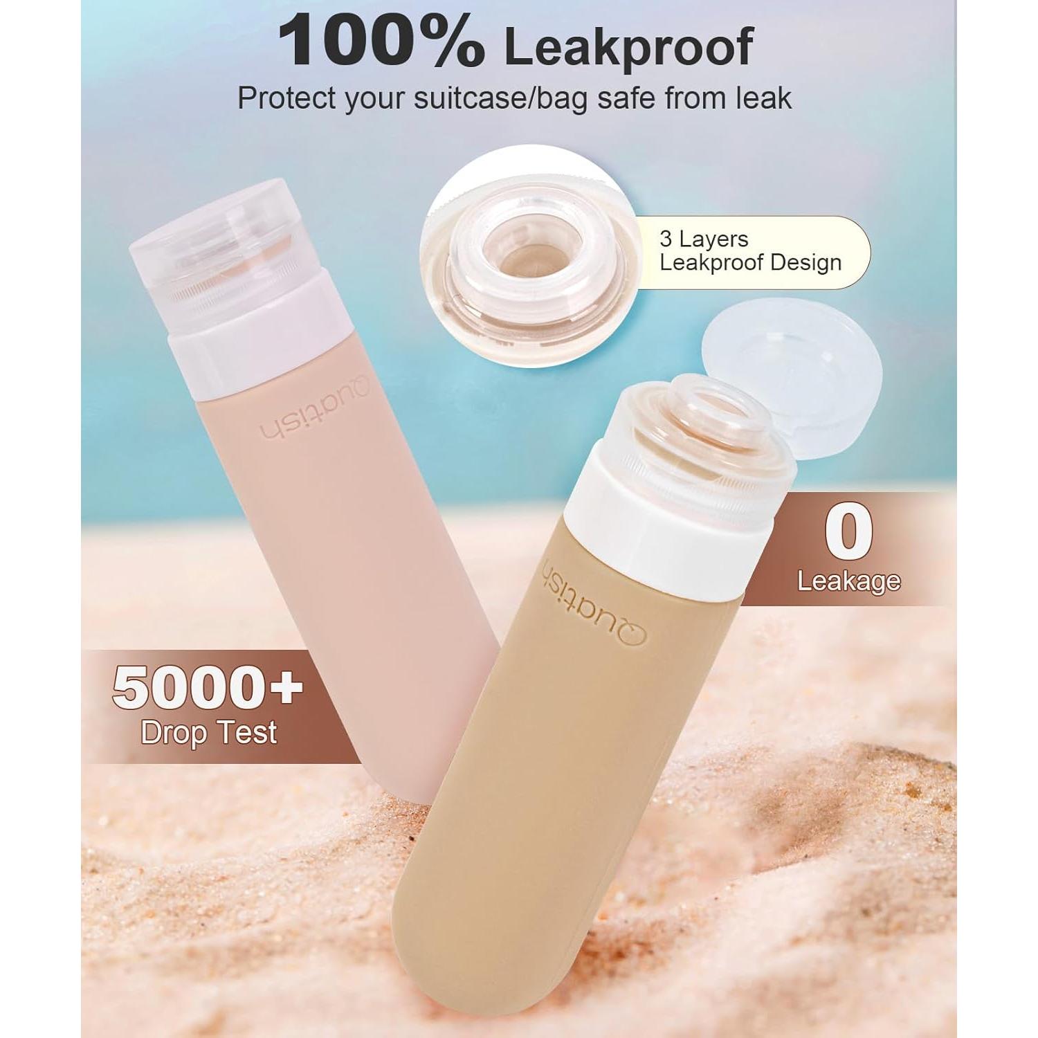 Botellas de Viaje Quatish 3 oz A Prueba de Fugas - 4 Paquete